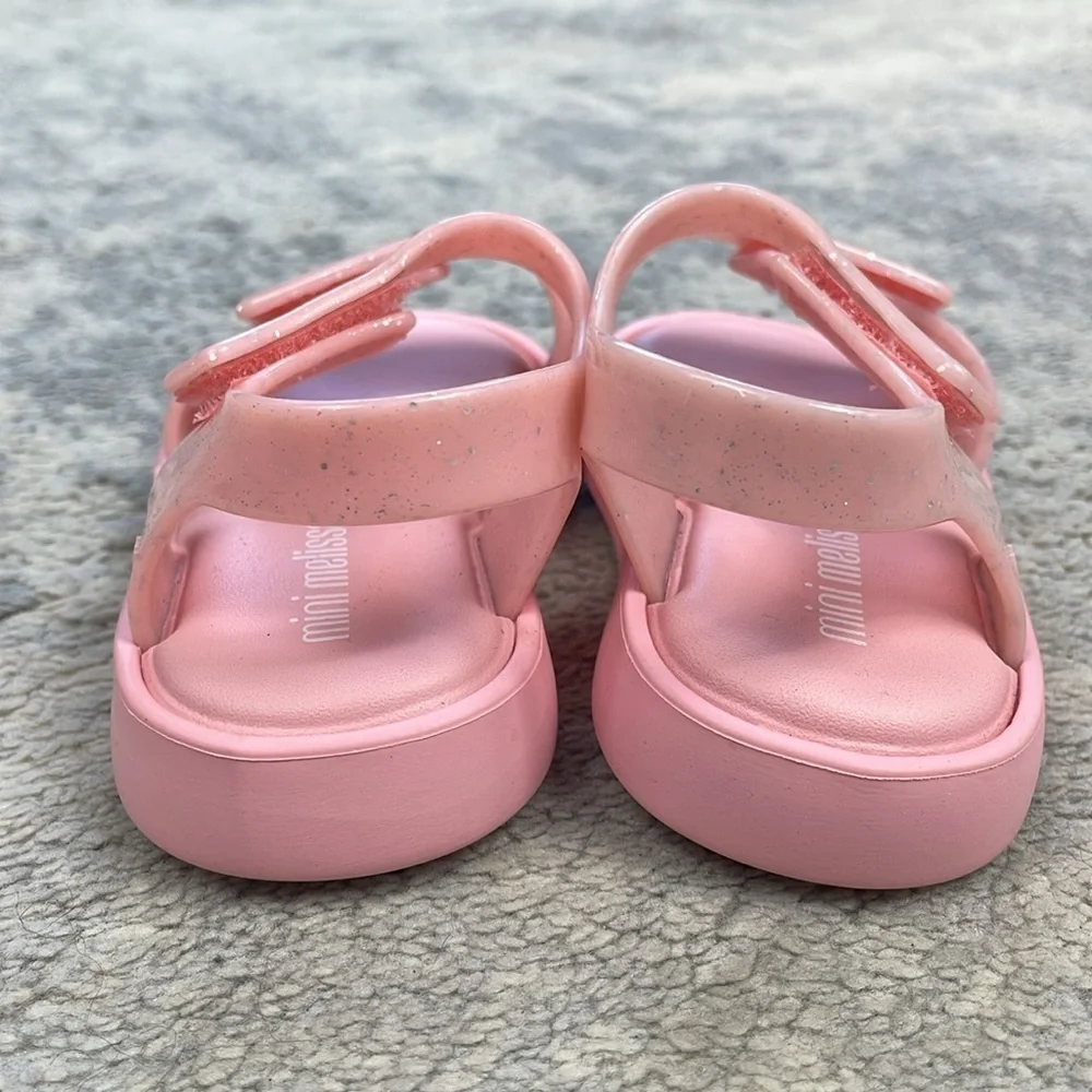Mini Melissa Jump Sandals Pink Glitter Jelly Shoes Sz 6